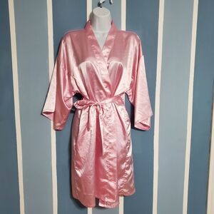 Luxurious Pink Satin Kimono Robe